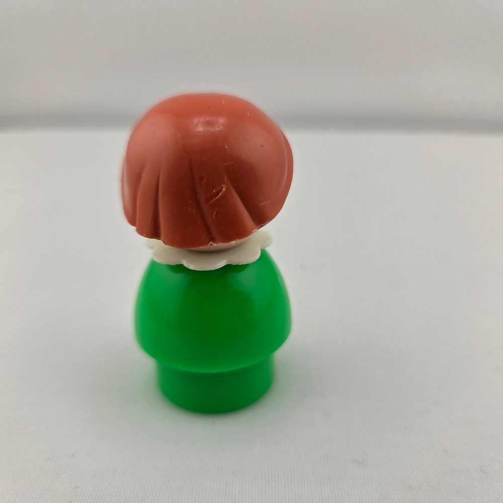 VTG Fisher Price Little People Girl Green Body Red Freckles White Collar - Picture 3 of 5